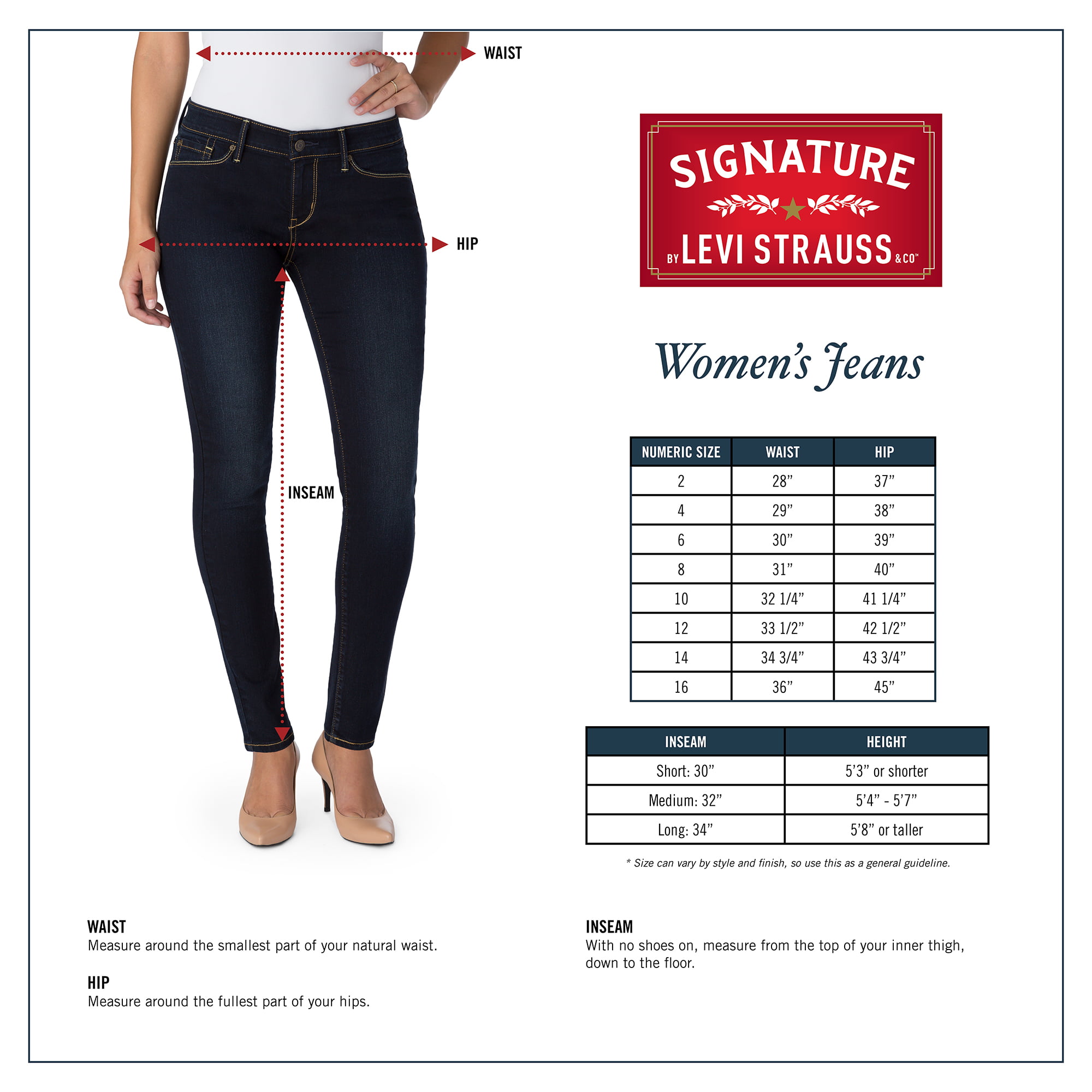 Top 50+ imagen levi's denizen jeans size chart - Thptnganamst.edu.vn
