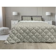 thumbnail image 1 of Leaves Comforter & Sham Bedding Set, Monochrome Abstract Nature Flourish Flowers Swirls and Curved Motifs Vintage, 3 pcs Duvet Set Microfiber Filling Quilt, 5 Sizes, Cream Dark Taupe, by Ambesonne, 1 of 4