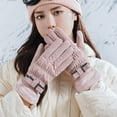 thumbnail image 4 of Fearlessin Woman Riding Windproofed Gloves Thick Soft Fleece Cuff Anti-slip Water Resistant Design for Cold Weather Outdoor Skiing and Cycling Pink color, 4 of 4