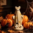 thumbnail image 4 of ZENVIVE Halloween Ghost Figurines, Cute Patches Ghost Resin Sculpture With Bow, Spooky Halloween Decor for Shelf, Mantels, Table Centerpieces Ornament, 4 of 9