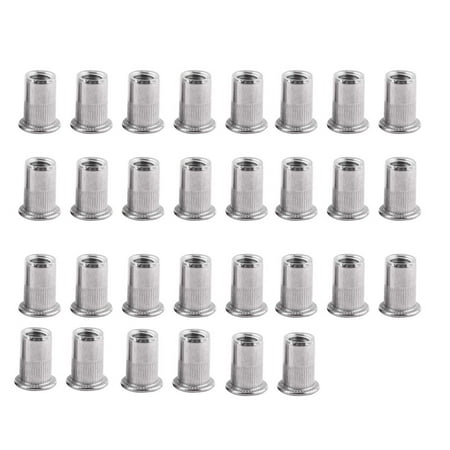 

ZALAGA 30 Pcs Flat Head Blind Rivet Nuts Stainless Steel Metric Thread Insert Nut Nutsert Screw Blind Rivet Nut Set (M4)