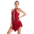 thumbnail image 4 of Vestido de baile lírico de Ballet con diamantes de imitación brillantes para mujer, vestido de baile lírico con tirantes en la espalda, vestidos de leotardo de gimnasia sin mangas con cuello Halter, 4 of 5
