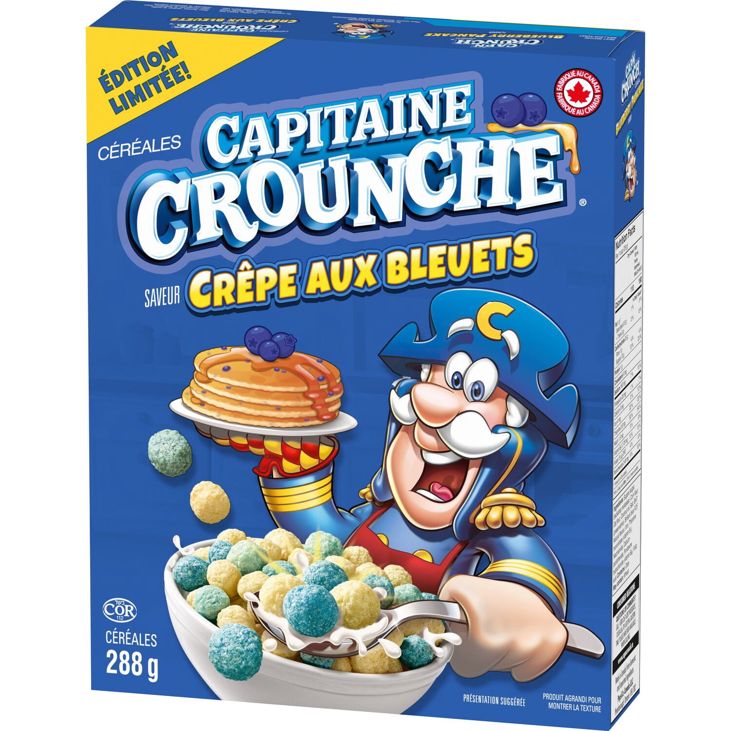 Cap’n Crunch Blueberry Pancake Flavour Cereal, 288 g.