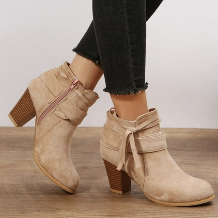 

JNGSA Ankle Boots For Women Fall Shoes Women Ladies Shoes Fashion Ankle Solid Zipper Bootie Short Boots Fashion Boots For Women