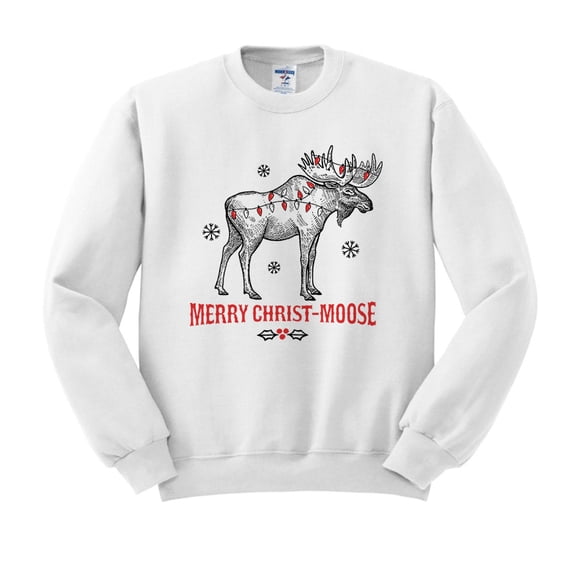 Merry Christmoose Sweatshirt Unisex Large White
