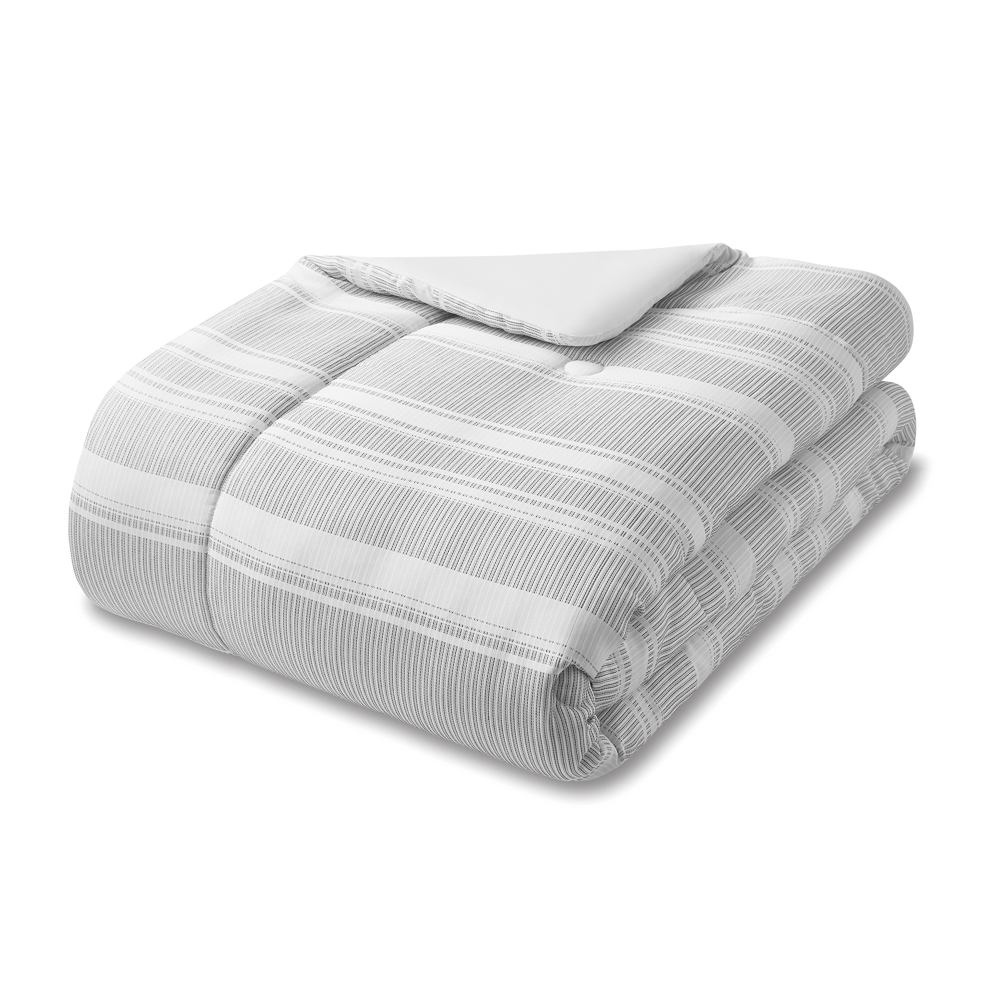 Mainstays Reversible Black & White Stripe Comforter Set – Full/Queen Bedding