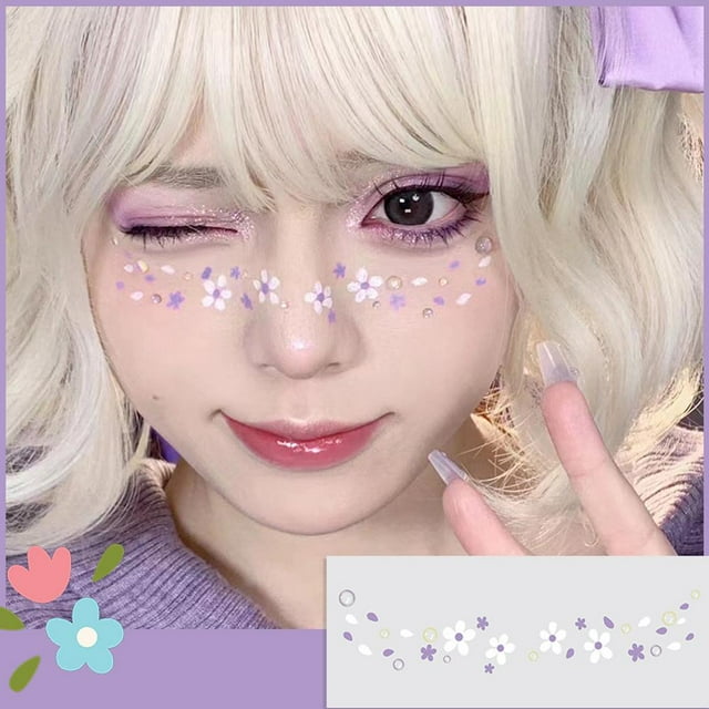 Cute Sweetheart Girl Makeup Face Sticker Love Powder Eye Blusher Face Tattoo Sticker Color Face