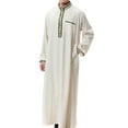thumbnail image 5 of KIHOUT Clearance Men's and Big Men's Long Sleeve Shirt Standing Neck Pocket Long Shirt Muslim Robe Arab Middle Robe Long Style Embroidered, 5 of 9