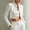 White, variant on Women's Stand Collar Cropped Blazer Open-Front Long Sleeve Gold Button Cuff Elegant Office Jacket White,XXL