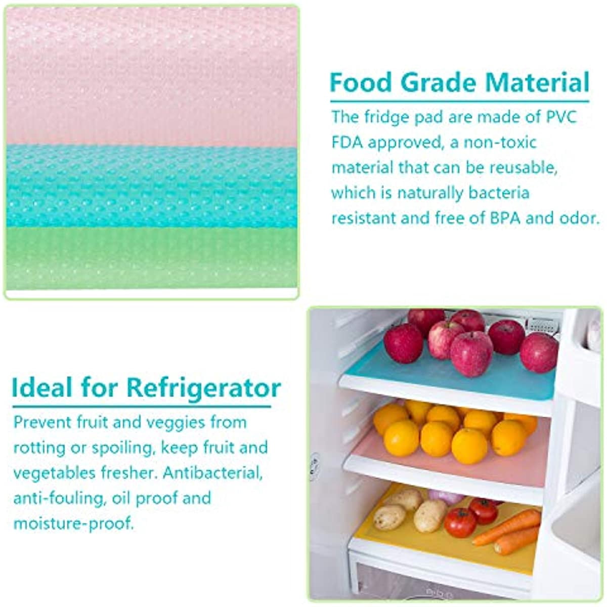 Refrigerator Mat, Washable Refrigerator Mat, Refrigerator Mat, Easy To Clean Shelf Mat, Cuttable Kitchen Cabinet Shelf Mat, Non Adhesive Drawer Table Mat (Color)
