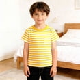 thumbnail image 1 of T-shirt Classique à Rayures Col Rond pour Enfants Manches Courtes Décontracté Doux Confortable pour Jouer au Quotidien, 1 of 5