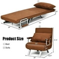 thumbnail image 3 of Gymax Folding Sofa Chair Reclining Bed Convertible Lounger Brown Home, 3 of 10