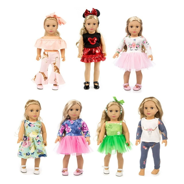 Set de ropa para muñecas XFEYUE, muñeca de 18 pulgadas con 7 atuendos y accesorios