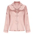 thumbnail image 6 of Womens Satin Pajamas Shirt Silk Long Sleeve Sleepwear Tops Button Down Loungewear Soft Lightweight Pjs Nightwear, 6 of 7