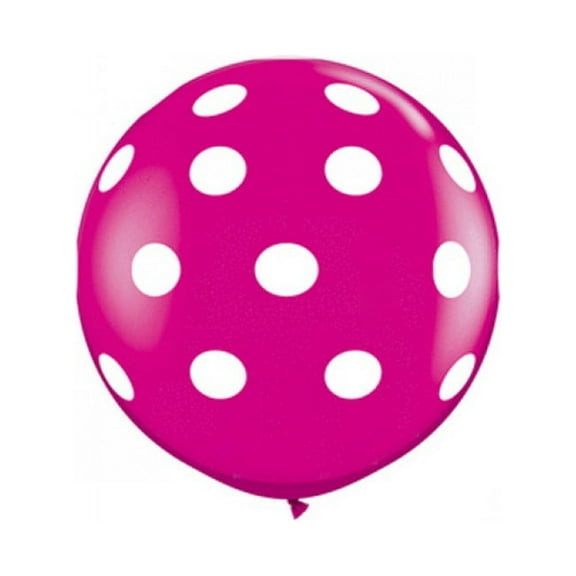 Koyal Wholesale Round Latex Giant Balloon (Pack of 2), 3', Polka Dots Wild Berry
