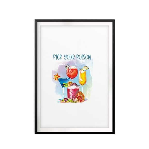 Designs ByLITA Pick Your Poison Skinny Cocktails 5 x 7 UNFRAMED Print Drinking Wall Art