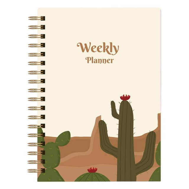 MesaSe 2023-2024 Weekly Planner English Calendar A6 Notepad Daily Planner Coil notebook Pink