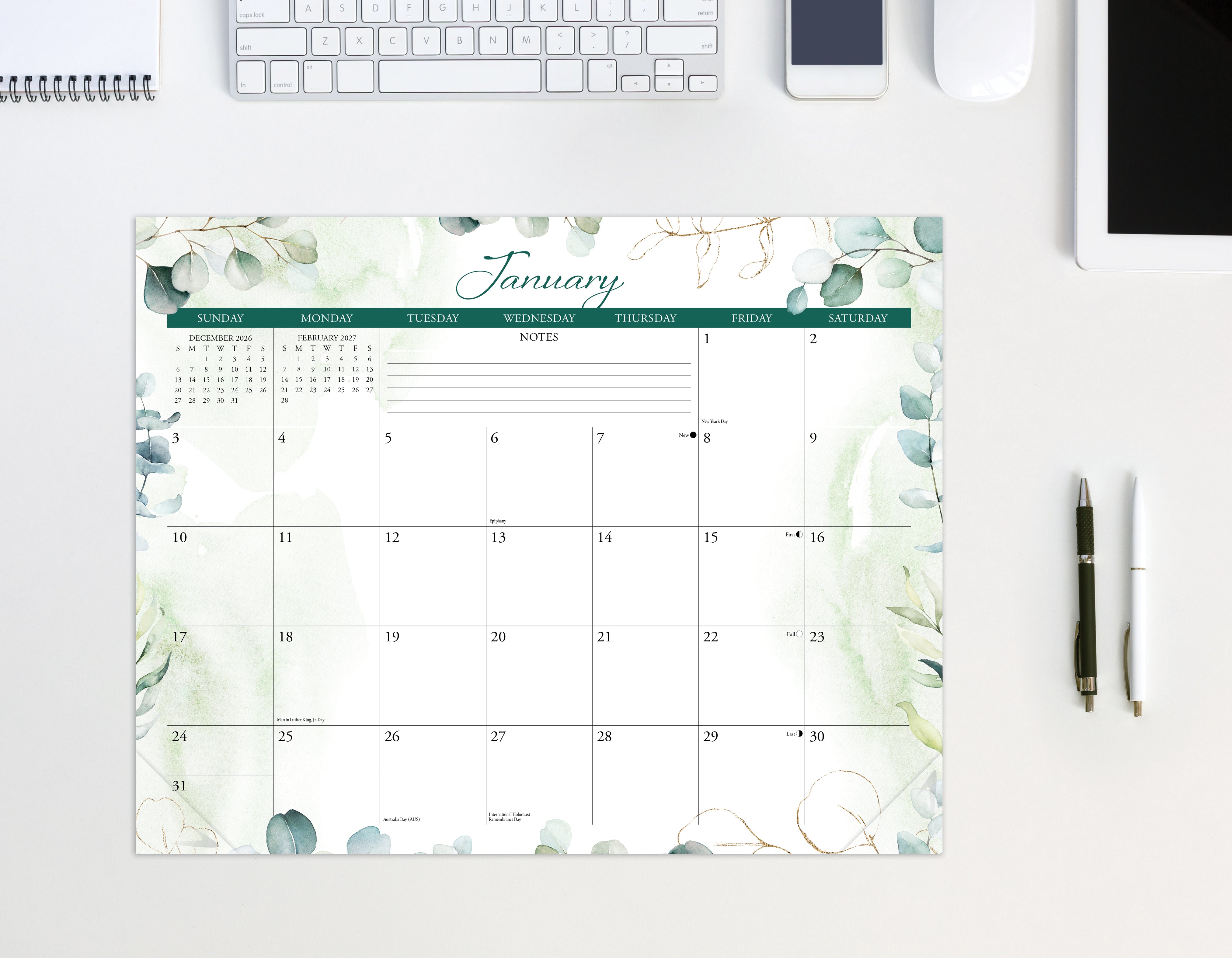 Willow Creek Press Eucalyptus 2027 14.25" x 11.25" Magnetic Wall Calendar (64825)