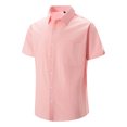 thumbnail image 3 of Tshirts Shirts for Men,Short Sleeve Shirt Solid Color Casual Beach Holiday Top Summer Breathable Shirt,Oversized Tshirts for Men,M,Pink, 3 of 5
