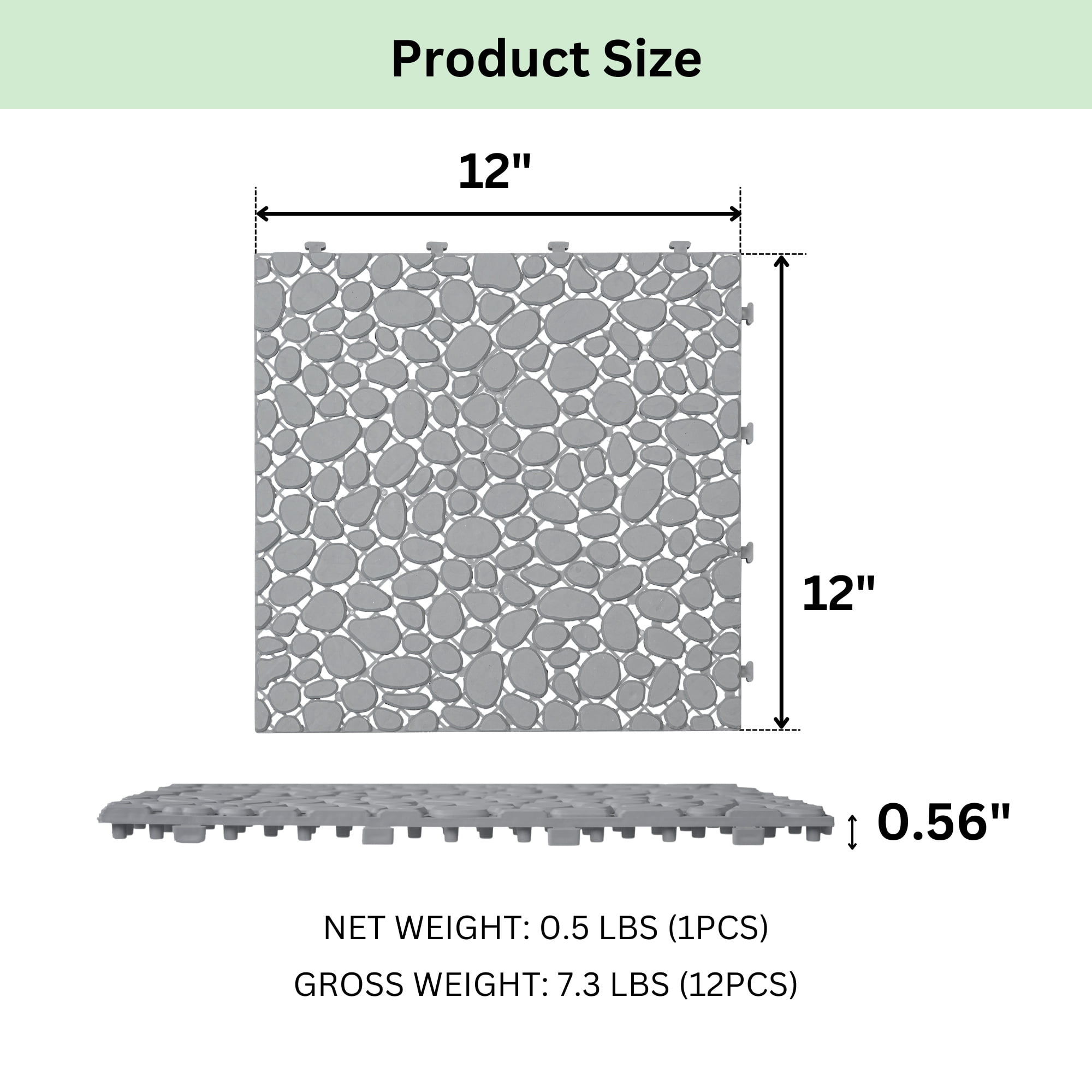 Miniyam 60 Pcs Interlocking Deck Tiles, 12*12 inch, Plastic, Weight Capacity Up to 440 LBS, Light Gray