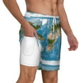 thumbnail image 3 of Balery Earth View World Map Mens Swim Trunks Swim Shorts for Men Quick Dry Inseam Beach Shorts with Compression Liner Pocket-X-Large, 3 of 9