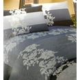 thumbnail image 2 of DaDa Bedding Navy Blue Floral Striped Jacquard Fitted Flat Sheets & Pillow Cases Set - Full - 4-Pieces, 2 of 4