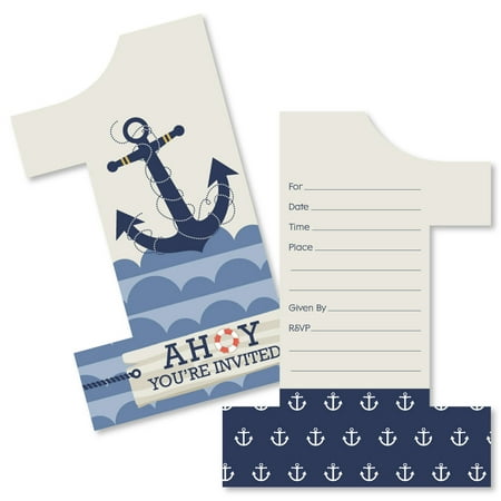 1st Birthday Ahoy - Nautical - Shaped Fill-In Invitations ...