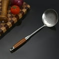 thumbnail image 1 of Stainless Steel Strainer, Pear Wood Handle, Durable and Sturdy Kitchen Colander, Ideal for Draining Food and Cooking Essentials, Easy to Use and Clean, 1 of 6