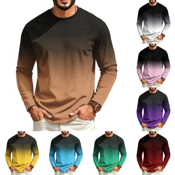 IAJDKMEK Men's Raglan Long Sleeve Shirt - Round Neck Casual Tee, Soft Everyday Shirt for Men, Great Work Shirts and Weekend Wear,Blue L