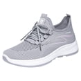 thumbnail image 4 of Women's Walking Shoes Non Slip Athletic Running Tennis Slip on Breathable Gym Workout Fashion Lace up Comfortable Sneakers Gray Size 6.5, 4 of 4
