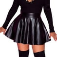 thumbnail image 3 of Aofany Fashion Women's Sexy Leather Skirt High Waist Pleated Flowy Mini Short Skirt, 3 of 5