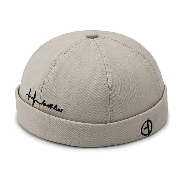 Trendy Solid Color Wear All Seasons Street Style Cotton Docker Cap Brimless Hip Hop Hats Landlord Hat Beanie Hats BEIGE