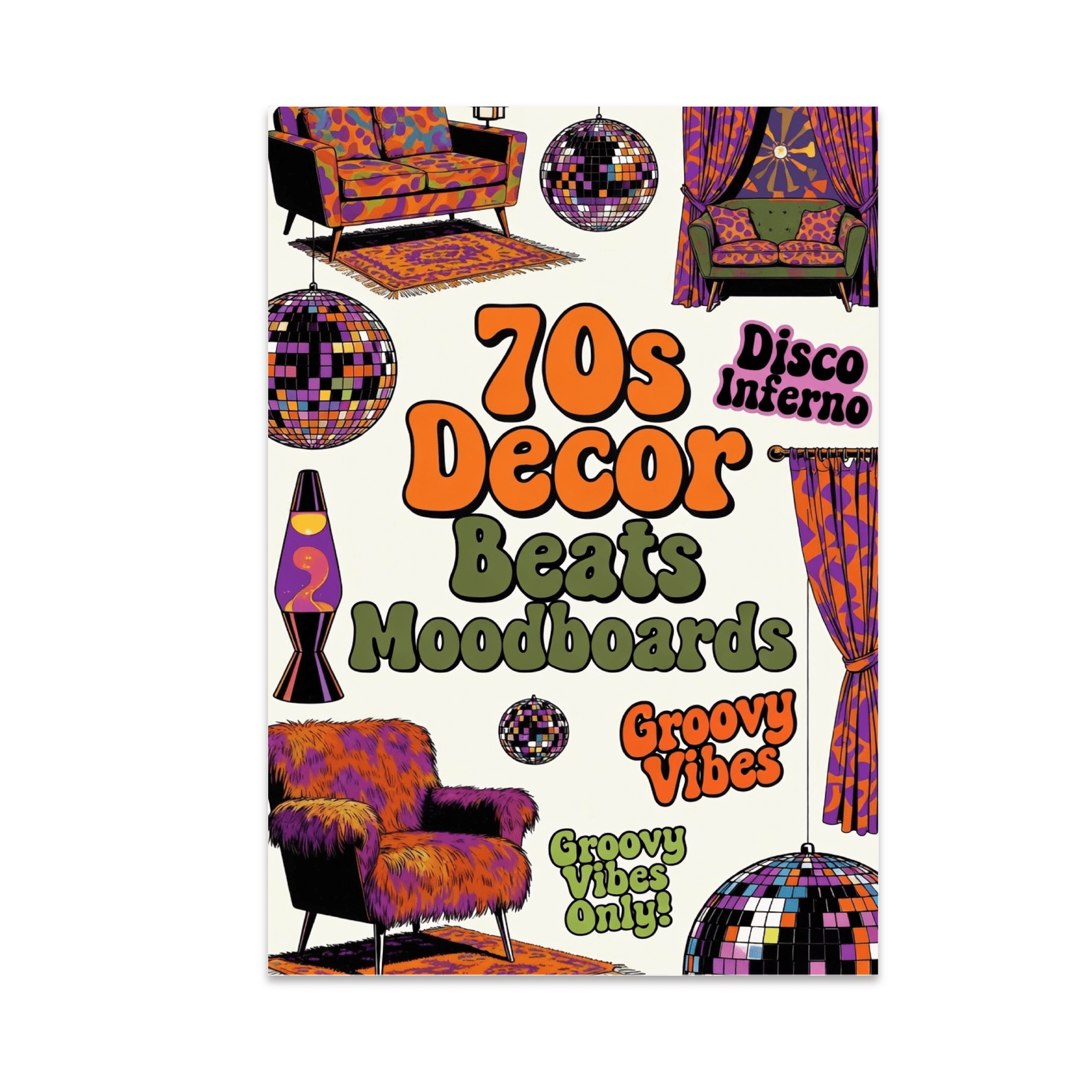 70s Decor Beats Moodboards - Retro Art Enthusiast - 13x19 Poster Print