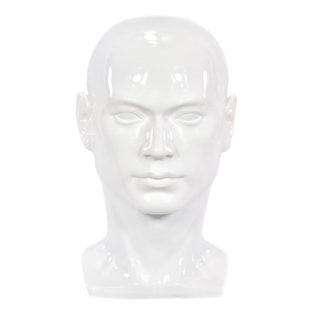 Cabeza de maniquí para entrenamiento masculino, 23 pulgadas de circunferencia de cabeza, pelucas para exhibición Blanco