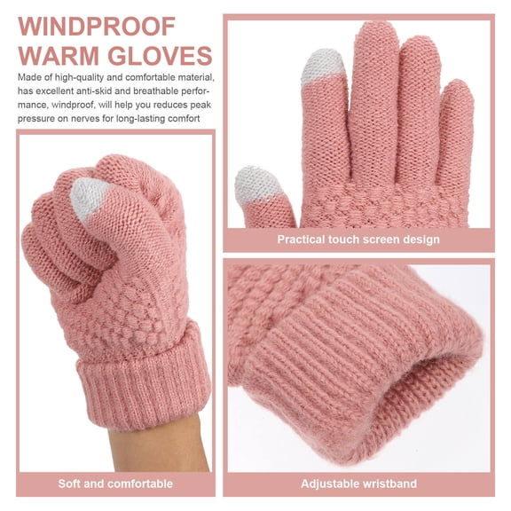 DEEPCRAFF 2 Pairs Thermal Gloves Women Winter Touchscreen Compatible Acrylic Fibers For Outdoor Activities