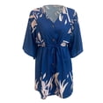 thumbnail image 3 of Valora Women's Casual Tennis Dress 1 Womens Floral Neck Knot Front A Line Short Dress Blue L, 3 of 4