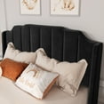 thumbnail image 3 of Allewie Queen Size Velvet Platform Bed with Modern Curved Upholstered Headboard and Footboard, Black, 3 of 8