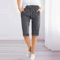 thumbnail image 2 of JJHGVB Cotton Linen Capris for Women Linen Bermuda Shorts for Women Womens Linen Shorts Wide Leg Shorts for Women Beach Boho Casual Pants Resort Wear for Women 2026 Baggy Shorts Women Dark Gray L, 2 of 4