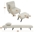 thumbnail image 3 of 3 in 1 Foldable Linen Chaise Lounge with Adjustable Backrest, Footrest & Detachable Pillow, Convertible Chair Bed, Accent Chair, Small Space Sofa Bed for Living Room, Bedroom and Office, Beige 74537, 3 of 11