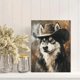 thumbnail image 2 of Qisvanset 12x16 Inch 2D Flat Framed Canvas Art, Cowboy Husky Dog Rustic Vintage Farmhouse Pet Portrait Country Wall Decor, 2 of 5