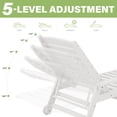 thumbnail image 3 of FUNDAZE Adjustable Wheeled HDPE Plastic Outdoor Patio Lounge Chair W/ Cup Holder,78.3"x25.1"x16.3", White, 3 of 5