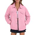 thumbnail image 2 of Women's Boyfriend Style Denim Jacket Casual Versatile Relaxed Fashion Outerwear Pink M, 2 of 4