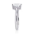 thumbnail image 3 of Dash Jewel 1.6 Ct Three Stone Emerald Cut Engagement Ring - 14K White Gold Plated Rings - Lab-Created Simulated Diamond - Elegant Wedding Ring for Women - 50th Birthday Gifts, 3 of 6