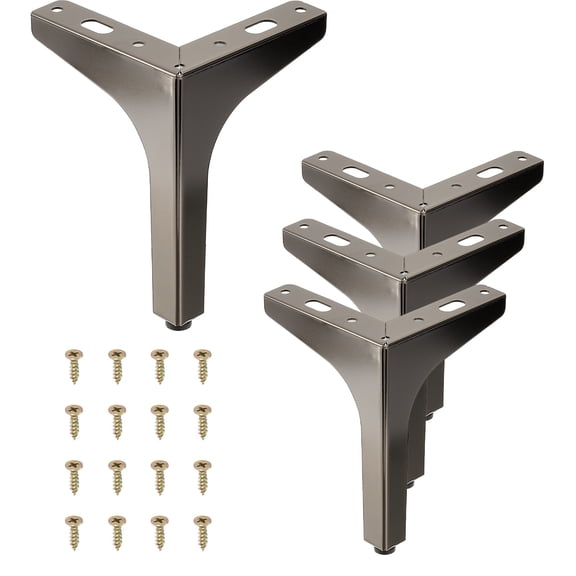 6 Inch Metal Furniture Legs, 4 Pcs Triangle Furniture Replacement Feet, Brown