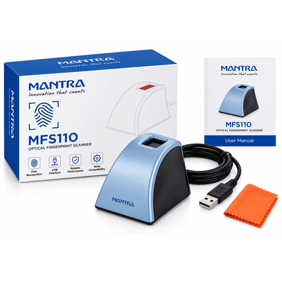 Mantra MFS110 L1 Fingerprint Scanner, USB Biometric Reader with Type-C OTG, RD Service, Aadhaar eKYC