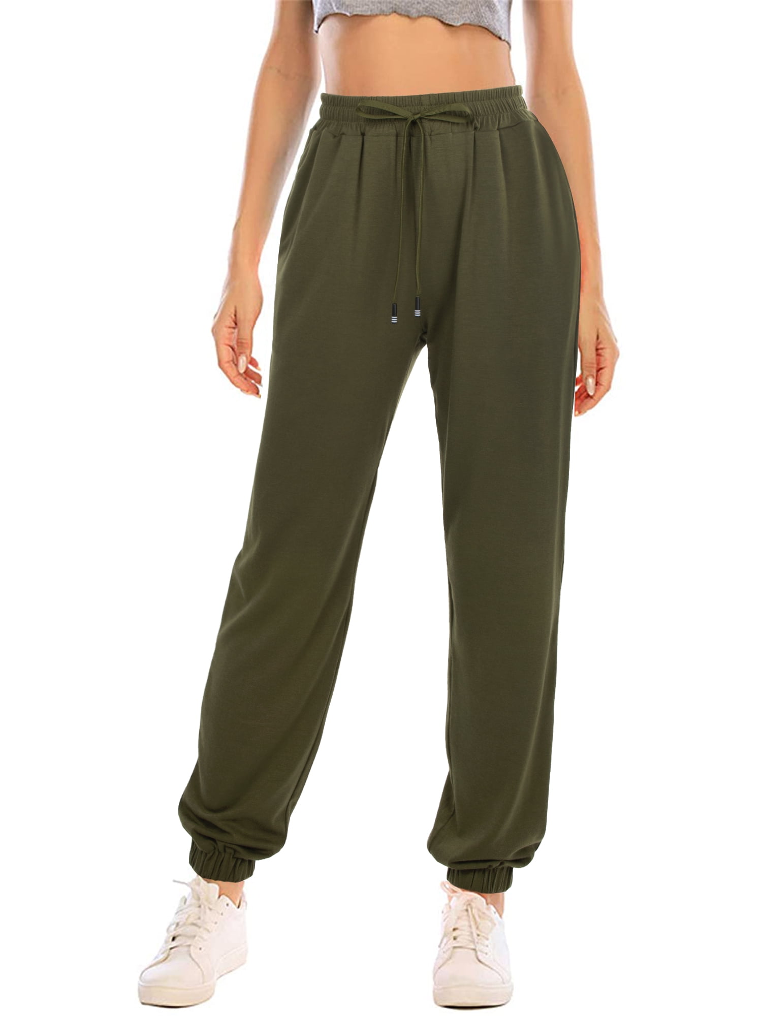 TARSE Women's Stretch Yoga Pants Soft Drawstring Workout Sweatpants Causal Lounge Pants Pockets Trousers 
