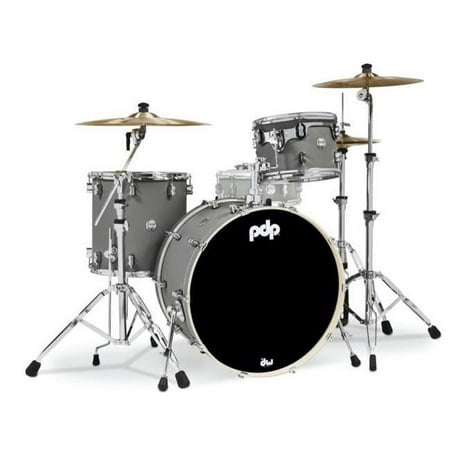 PDP PDCM24RKSP Concept Maple Rock Drum Set, Satin Pewter - 3 Piece