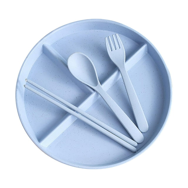 3-Compartment Meal Prep Plate with Utensils, BPA-Free Fiber Design for Healthy Portion Control