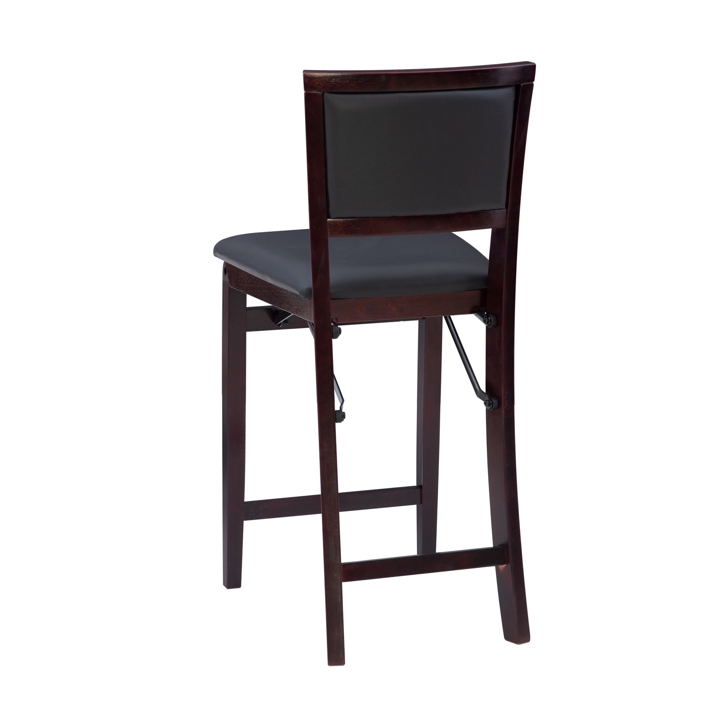 Linon Kristle 25" Folding Mid Back Counter Stool, Merlot/Dark Brown Faux Leather