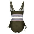 thumbnail image 5 of Otvok 2025 Ladies High Waisted Drawstring Pleated Adjustable Conservative Swimsuit Split Set, 5 of 6